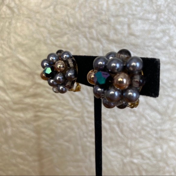 Vintage Japan Slate+ Burst Clip On Earrings - Picture 2 of 6